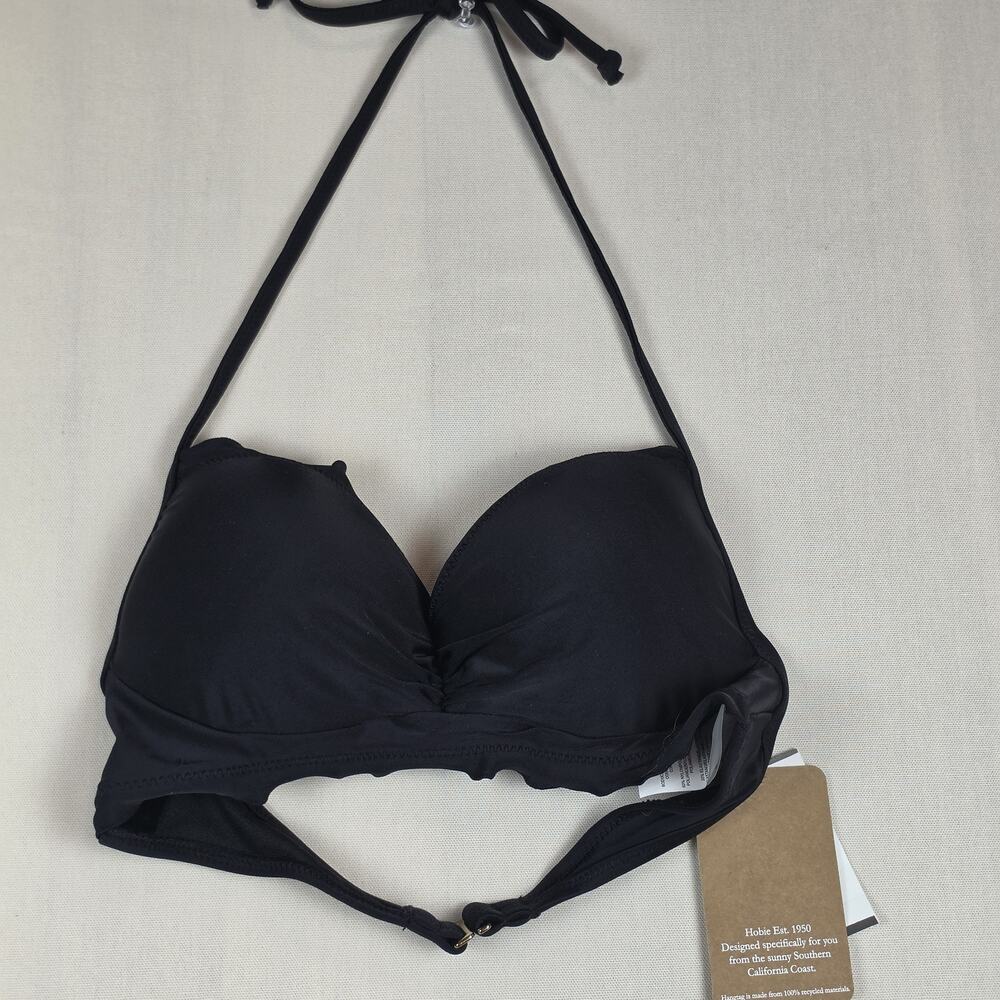 Hobie Black Push Up Halter Bikini Top Women's Size Small Padded Underwire NWT